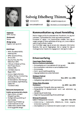 Solveig Thimm CV side 1